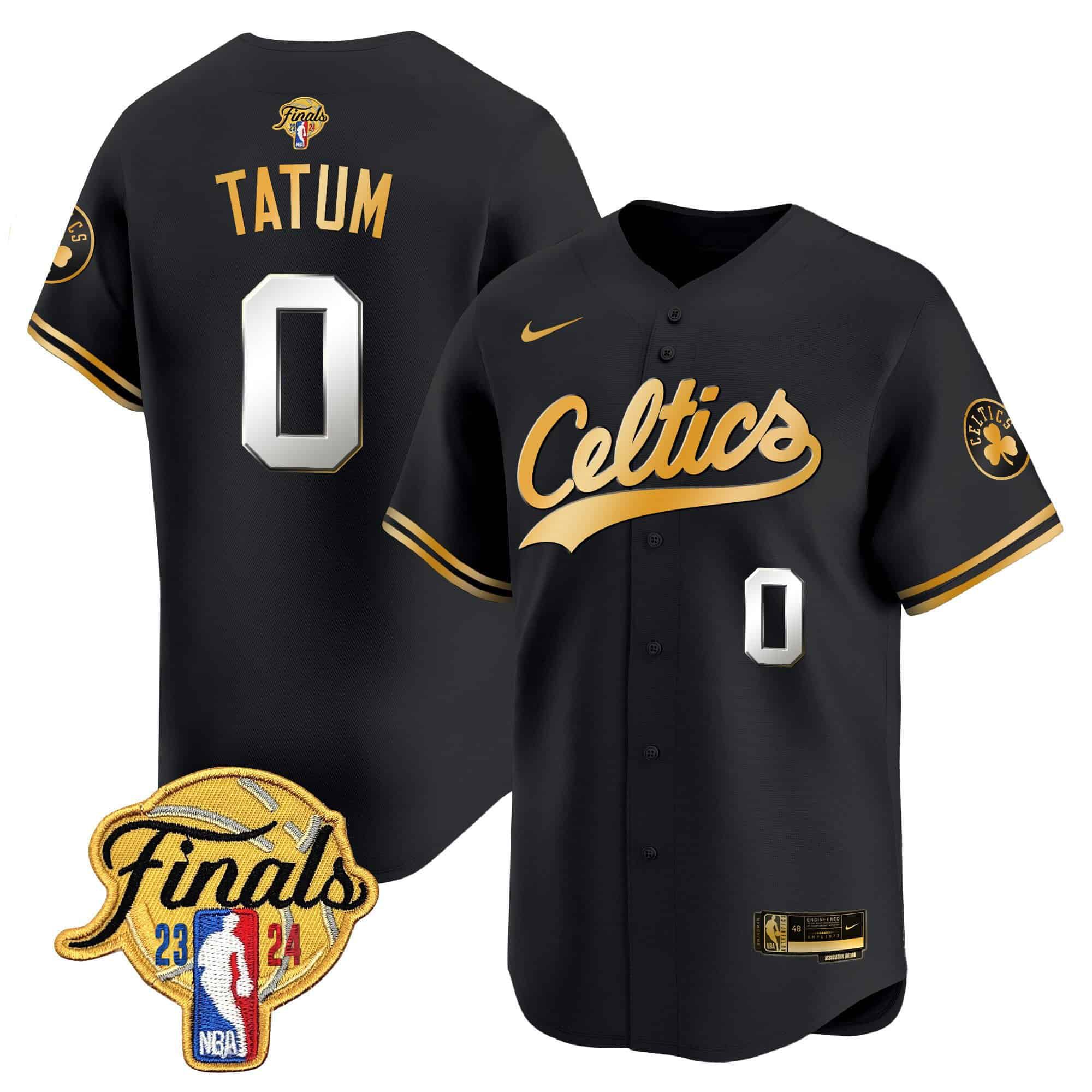 Men Boston Celtics #0 Tatum Black 2024 Nike Finals Patch Baseball NBA Jersey->boston celtics->NBA Jersey
